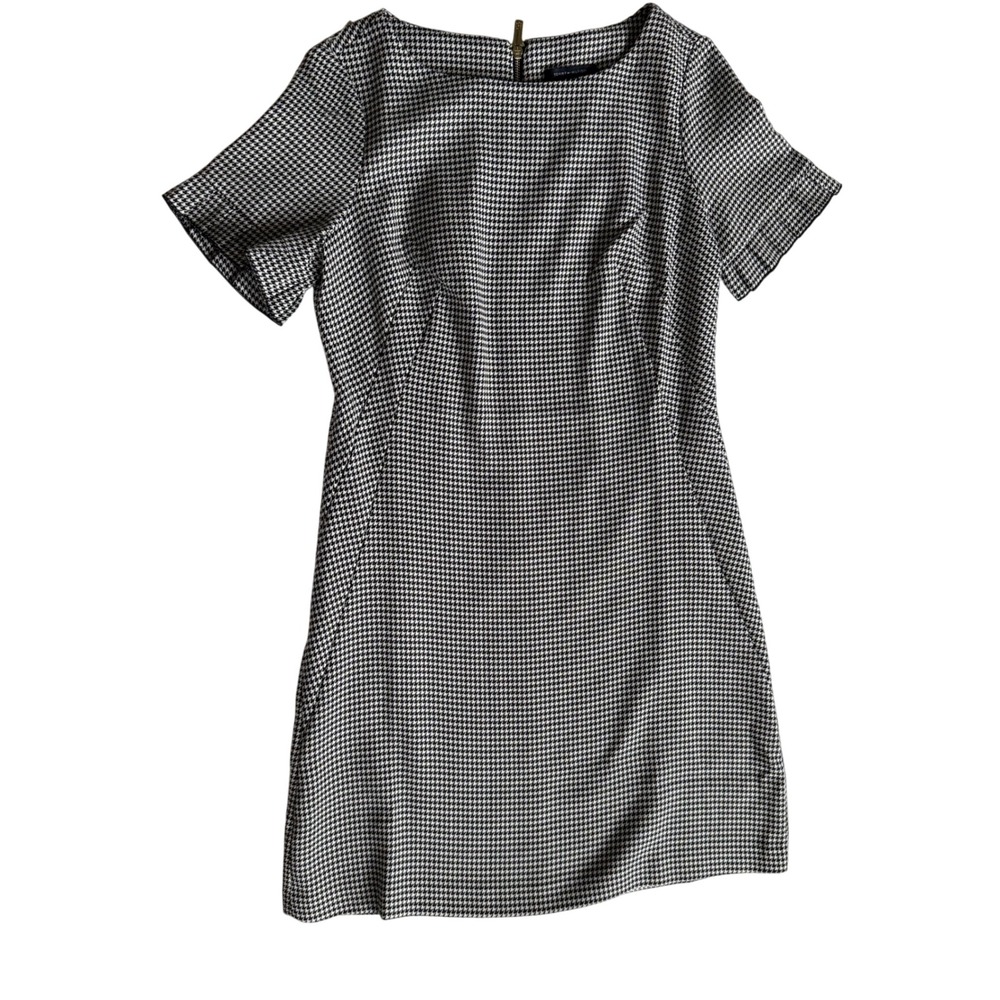 Tommy Hilfiger Black White Houndstooth Short Sleeve Sheath Dress Size 4